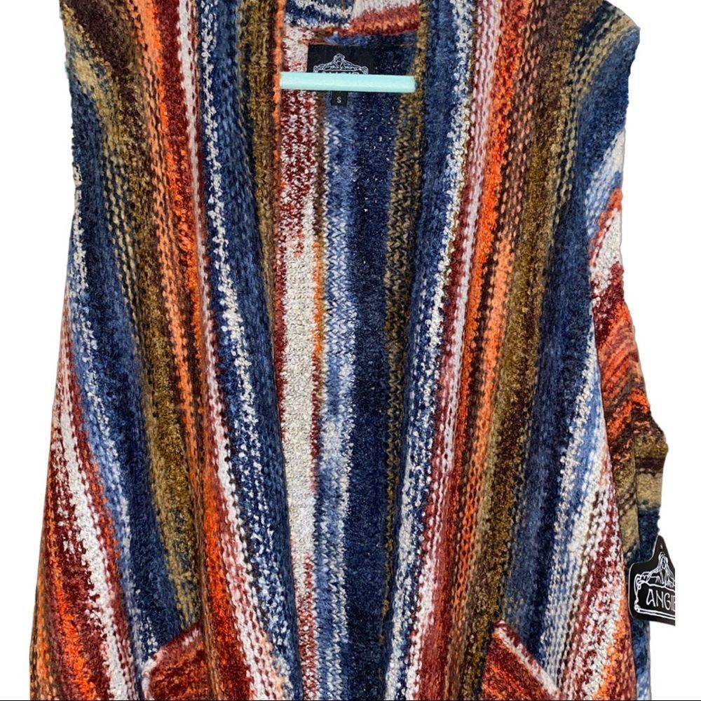 9️⃣3️⃣ Angie Womens Cardigan Knit Sweater Vest Striped Size Small - Picture 5 of 6
